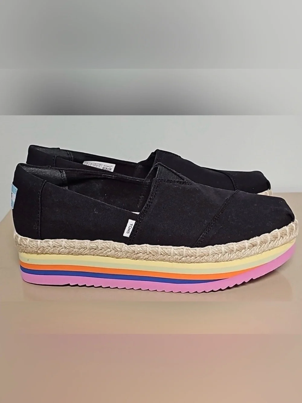 Toms Platform Espadrille with Rainbow Stripe Sole